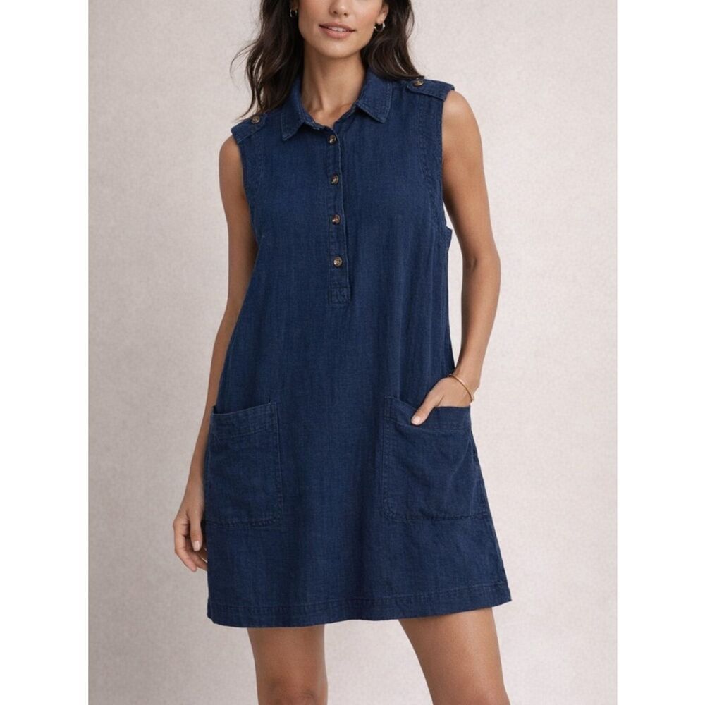 A Loves A Sleeveless Utility Dress With Pockets In Blue Size L